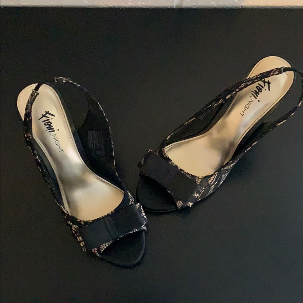Fioni Night Black Lace Heel 6.5 USED